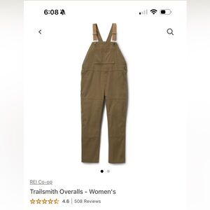 Rei women’s trailsmith overalls size 6 nwt
